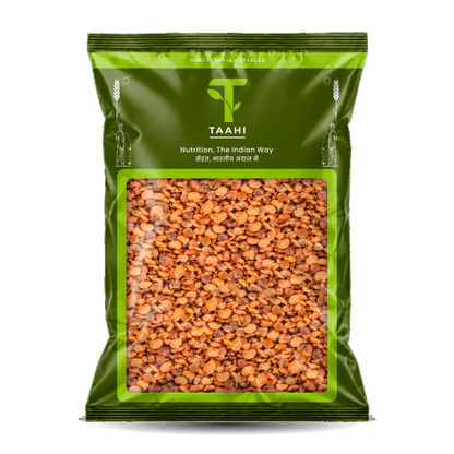Front of Taahi Unpolished masoor chilka split dal 500 g pack
