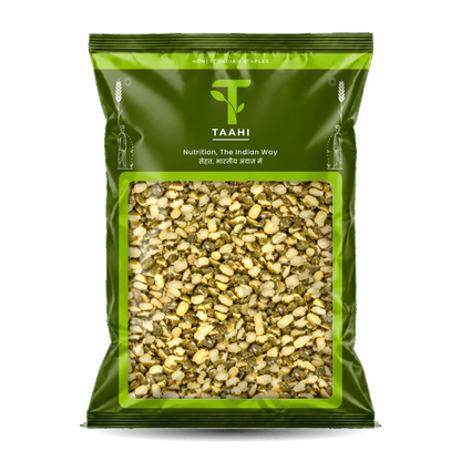 Front of Taahi Unpolished moong chilka dal 500 g pack