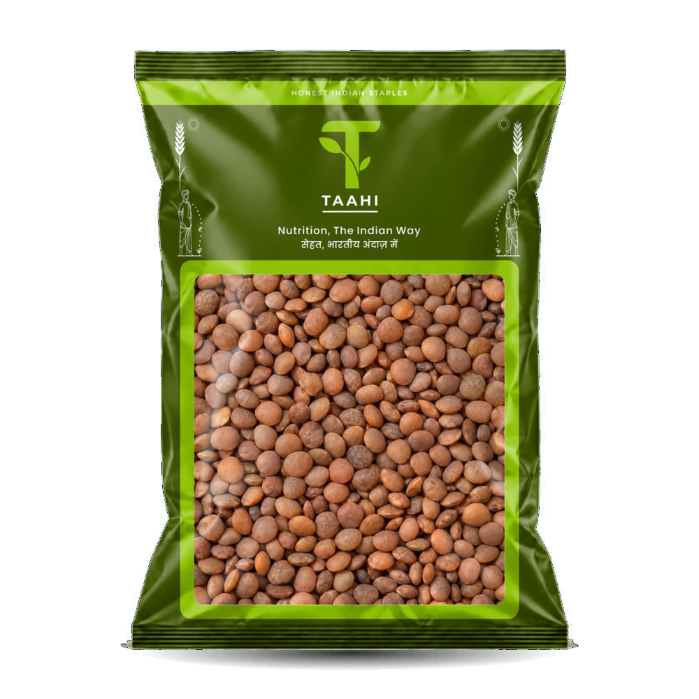 Front of Taahi Unpolished sabut masoor dal 500 g pack
