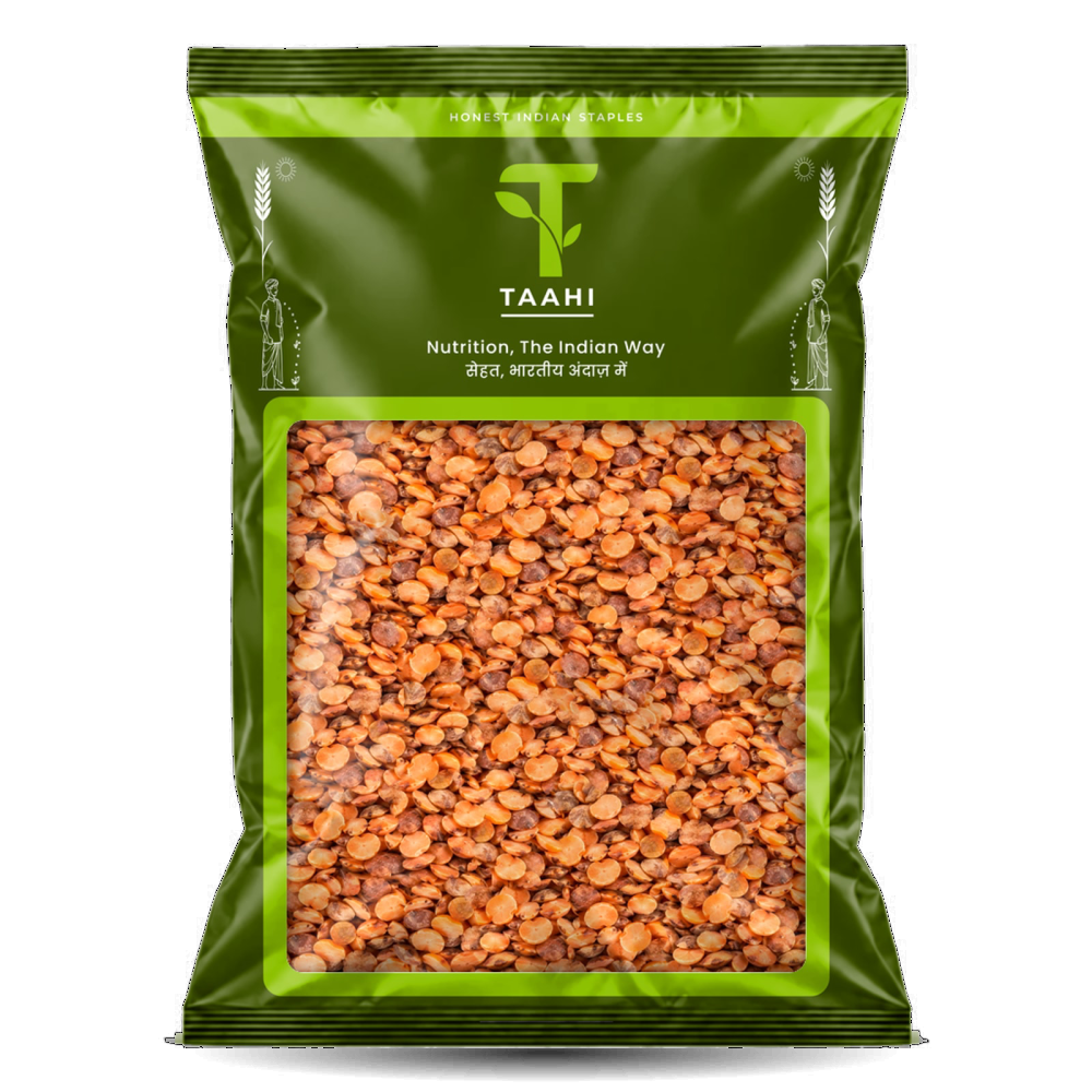 Front of Taahi Unpolished masoor chilka split dal 1 kg pack
