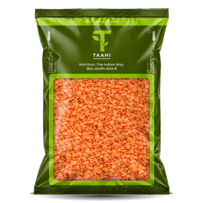 Front of Taahi Unpolished masoor split dal 1 kg pack