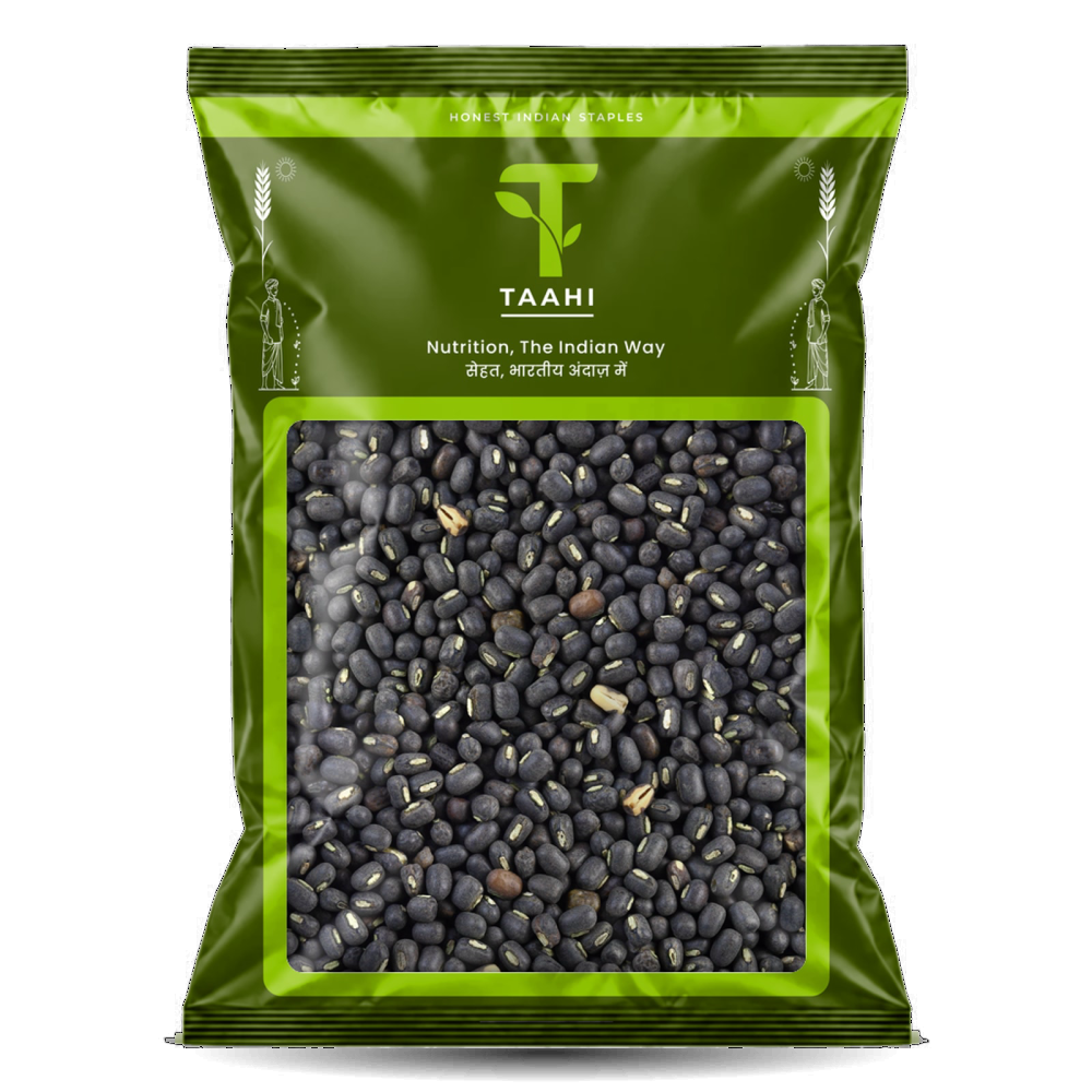Front of Taahi Unpolished sabut urad dal 1 kg pack